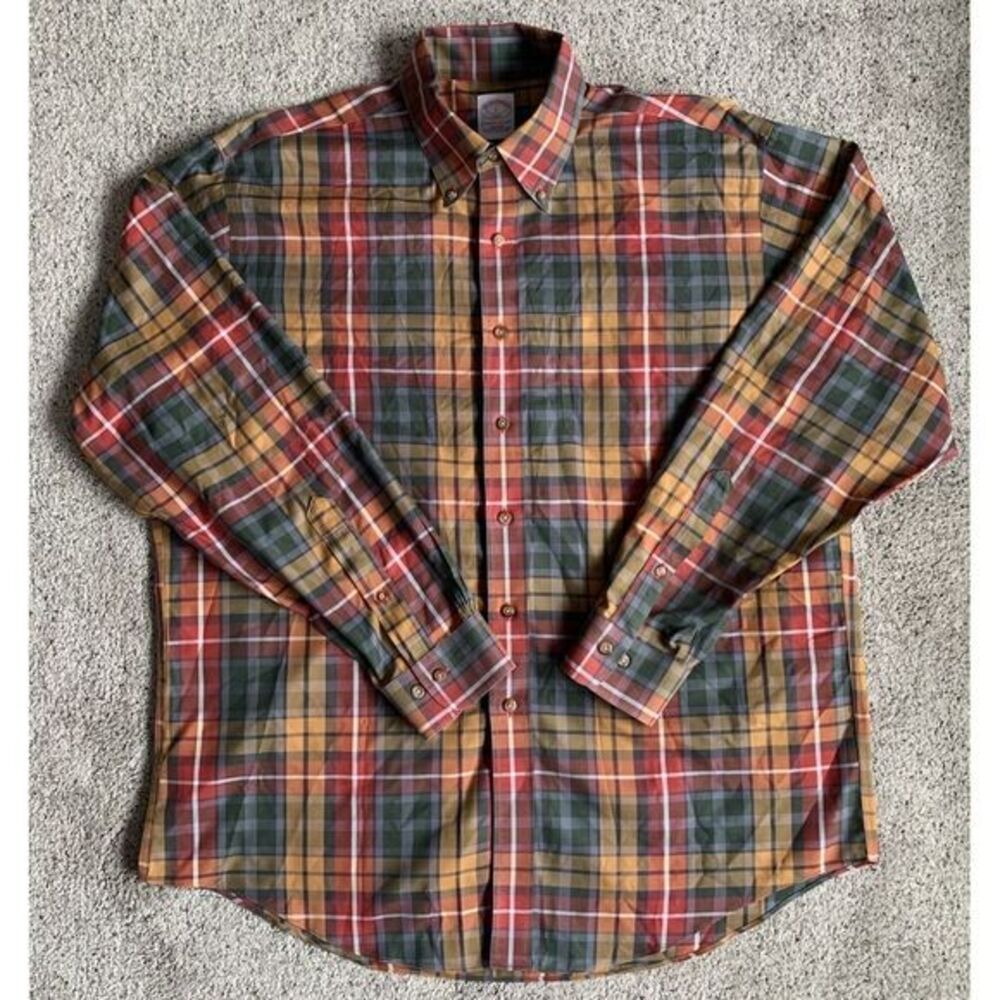 Brooks Brothers 346 Long Sleeve‎ Shirt Mens LARGE Plaid Button Down Casual